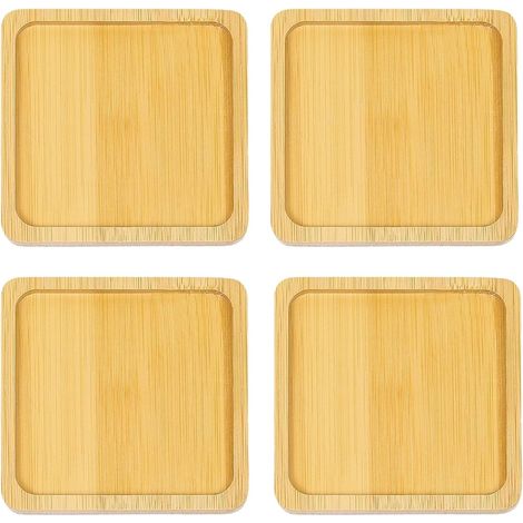 Set aus 4 Untersetzern aus Holz - Handgefertigte, verdickte und hitzebeständige Getränkeuntersetzer, geeignet für Büros, Bars und Landhäuser - Einzigartige Getränkeuntersetzer aus natürlichem Bambus z