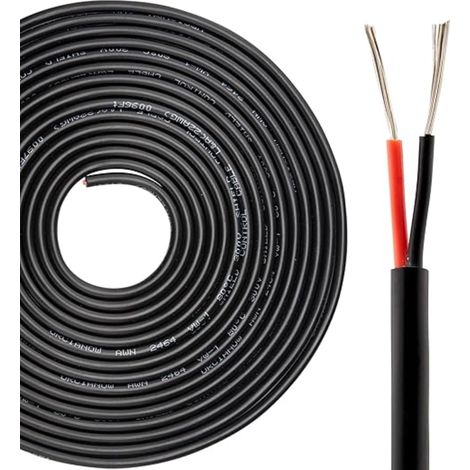 Câble Basse Tension 22AWG 2 Conducteurs (Rouge/Noir) 10M - PVC Souple, Cuivre Étamé - Pour LED, Guitare, Voiture, Extérieur/Intérieur (1/4)