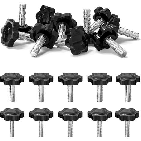 M8 x 30 mm Flügelschrauben – 25er-Pack – Stahl und schwarzer Kunststoff – Werkzeuglose manuelle Befestigung – Maschinen und Möbel – Sternkopf (1/5)
