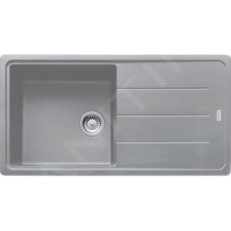 Franke – Évier en granite 1 bac 97x50 cm – Finition pierre grise – Découpe 950x480 mm – Montage sur plan – Bonde à panier incluse