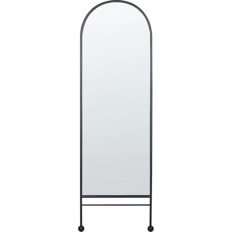 Espejo de pared moderno ovalado marco metal hierro decoración sala de estar 45 x 145 cm negro Jarnages