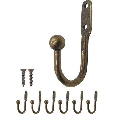 Kleiderhaken – Klassisches Design 4,8 cm x 2,5 cm – 6er-Set – Bronzefarben – Hochwertige Haken – Langlebige Haken