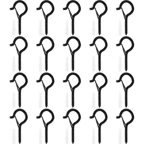 Lot de 20 crochets de suspension à vis pour mur, armoire, plafond, avec boucle de sécurité pour accrocher des plantes, lumières de Noël, carillons éoliens LED (1/5)