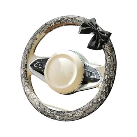 Housse de volant en dentelle - 38 cm, motif nœud - Accessoires automobiles - Protection de volant pour femmes, conductrices de camions, berlines, SUV, camping-cars, conduite en ville, trajets quotidie
