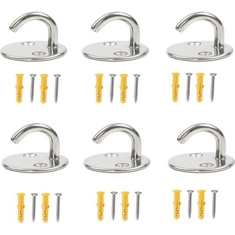 6-teiliges Set Edelstahl-Schraubhaken für die Deckenmontage, 5-mm-Schraubhaken für die Deckenaufhängung, 5-mm-Befestigungshaken (1/5)