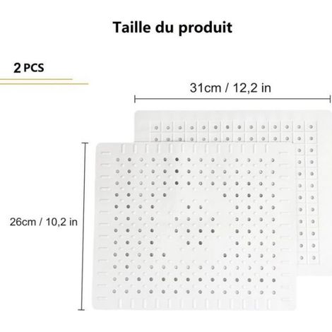 Ensemble de deux protections d'évier de cuisine en caoutchouc blanc durable et antidérapant, faciles à nettoyer et personnalisables (1/4)