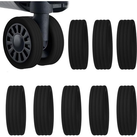 Ensemble de 8 protections de roues en silicone pour valises, protégeant contre l'usure et les chocs pendant le voyage.-AquaForge (1/5)