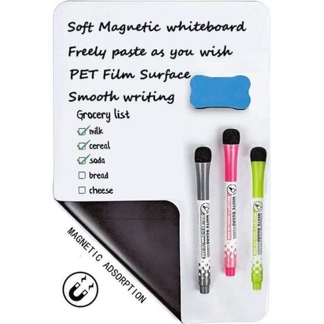 Tableau Blanc Magnétique pour Frigo, A4 Tableau Aimanté pour Mémos, Magnétique Tableau Note Effaçable pour Réfrigérateur(2030cm) (1/4)