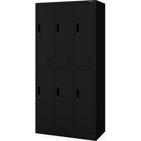 Armoire vestiaire de sécurité 6 casiers IGOR, 900 x 1850 x 450 mm, noire