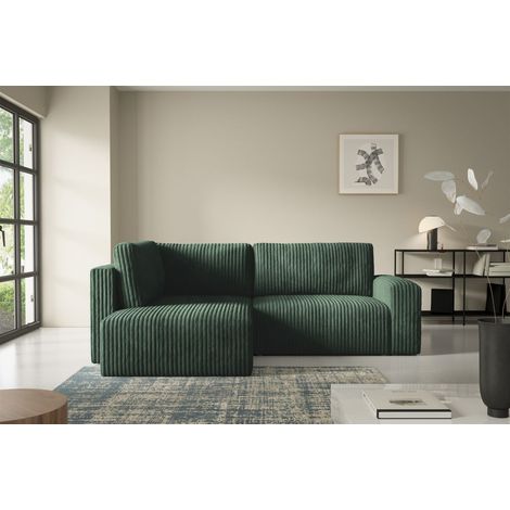 Ecksofa mit Schlaffunktion NATALIA XL in Stoff Tilia Grün Ottomane Links