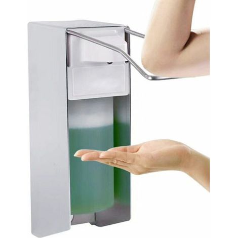 Wall-Mounted Soap Dispenser, 500ml Manual Elbow Press Soap Dispenser Holder for Liquid Shampoo and Shower Gel, Wall Mounted for Home, Office, Restaurant (1/4)
