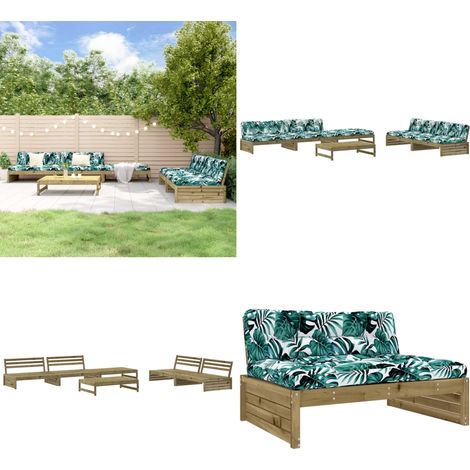 6-tlg. Garten-Lounge-Set mit Kissen Imprägniertes Kiefernholz - Gartenloungeset - Holz Lounge Set - Rattan Möbel - Gartenmöbel - Esszimmergarnituren - Home & Living (1/5)