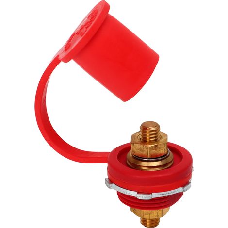 Connecteur de borne de batterie 250A, borne à goujon en laiton haute résistance de 3/8 pouce, convient aux applications automobiles, VR et marines, rouge. (1/5)
