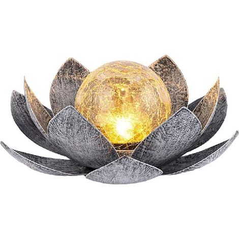 LED-Solarleuchte Lotus, kabellos, Automatikschalter, Schutzart IP44, Material Metall/Glas, silber