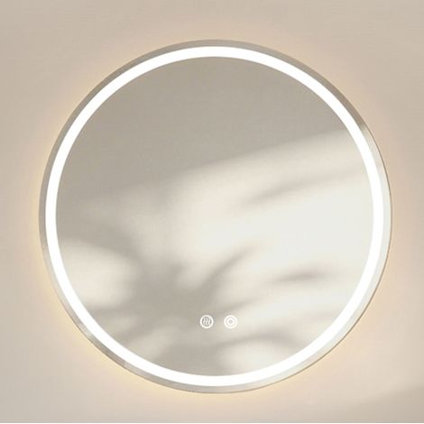 Espejo de baño redondo 80 cm con iluminación LED, antivaho y regulable (1/3)