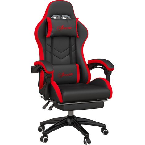Sedia da Gaming Altezza Regolabile e Schienale Reclinabile 65x65x121-129 cm Nero e Rosso (1/5)
