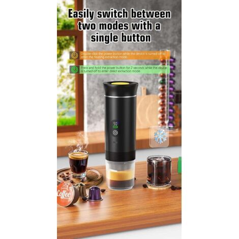 NALOOKAMIC Cafetière Portable 3 en 1,Rechargeable Cafetière Portable de Voyage,12V Expresso Machine a Cafe pour Capsule,Café Moulu,pour Camping,Voyage,Bureau,Voiture,Maison - Blanc (1/4)
