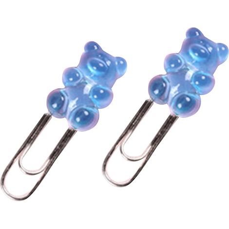 Lot de 10 trombones mignons pour marque-pages Little Bear pour la fixation et la localisation, bleu, (1/4)