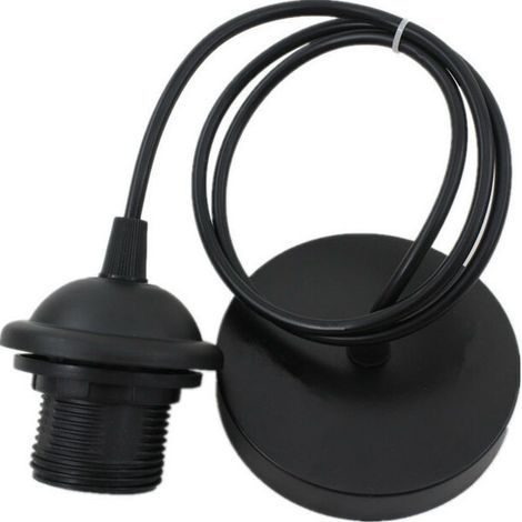 Monture Suspension Cable Suspension Luminaire E27 Porte Lampe Suspension Suspendue Accessoires avec 1m Câble pour Bar Café Magasin de Vêtements Maison Hôtel (Noir) (1/5)