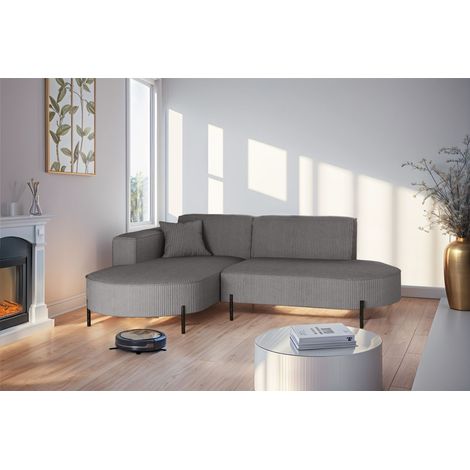 Ecksofa Designersofa VALENCIA XS in Stoff Scala Grau Ottomane Links (1/2)