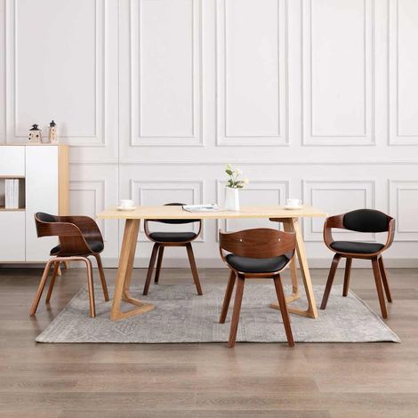 vidaXL Sillas de comedor 4 uds madera curvada y cuero sintético (1/5)