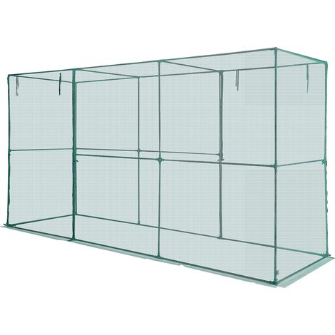 Mophorn Pflanzenschutzzelt, 3560x1200x1940 mm mit Netzabdeckung, Reißverschlusstür, robust gegen Wind, Pflanzenkäfig für Hochbeete, Garten, Terrasse und Rasen im Außenbereich
