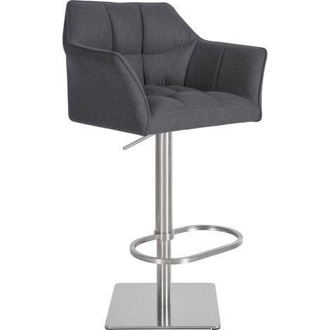 Sgabello da bar regolabile x1 in feltro grigio con seduta avvolgente imbottita e base quadrata in acciaio inox 100006480