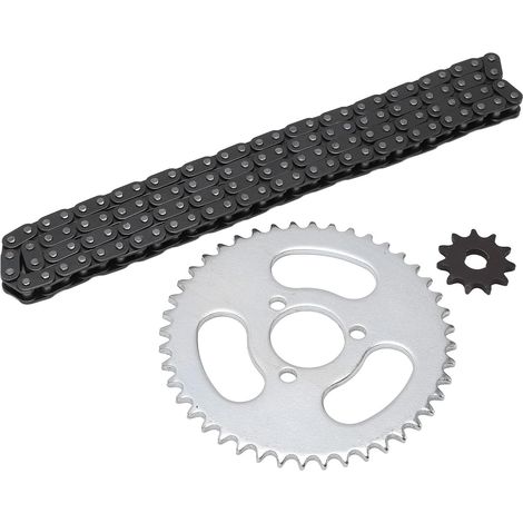 Kit de Chaîne de Pignon T8F Ensemble de Remplacement de Chaîne de Pignon Avant et Arrière en Acier Haute Performance pour Karts Modifiés VTT et Mini Motos (1/5)