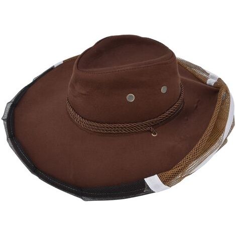 RHG Chapeau de Cowboy d'apiculteur resserrant la conception chapeau de voile d'apiculture en maille respirante pour les apiculteurs pêcheurs chasseurs campeurs (1/5)