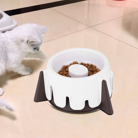 Gamelle mange-plats pour chien et chat, en forme de gâteau, utilisable avec des aliments secs et humides. Cinq hauteurs réglables pour protéger la colonne vertébrale. (1/5)