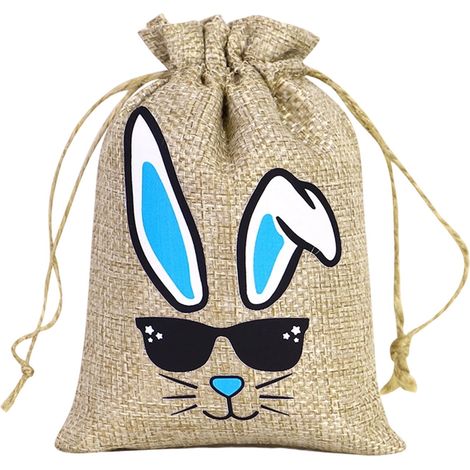 Sac Cadeau À Cordon - Lin - Pour Œufs De Pâques Et Bonbons - 10 X 15 Cm - Réutilisable - 1 Pièce (1/5)