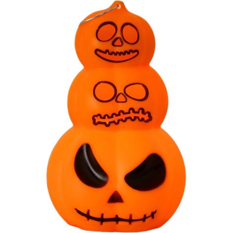 Décoration d'Halloween en forme de citrouille empilable à DEL lumineuse à suspendre, pour décoration de fête, 12,2 cm de haut, lanterne effrayante à trois couches, pour la maison, l'intérieur (1/5)