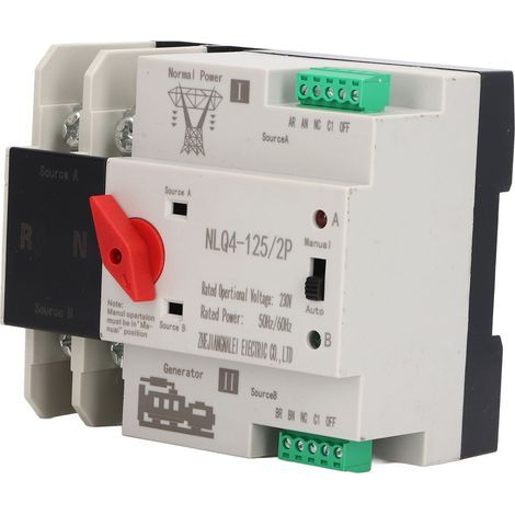 Automatic Transfer Switch 2P Dual Power Supply Generator Non-Interrupting Changeover AC230V 63A (1/5)