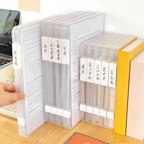 [Portable File Box] [Mano] [Extra Large Capacity] Boîte de fichiers portable transparente étanche et antidéfinition avec fermeture double pour bureau, écoles et bibliothèques (1/5)