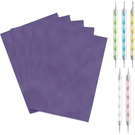 50 fogli di carta da lucido e 5 penne per goffratura, carta transfer 21 x 29,7 cm, carta da lucido, carta carbone per ricalcare, carta da lucido A4 per legno, tela e ceramica. (1/5)