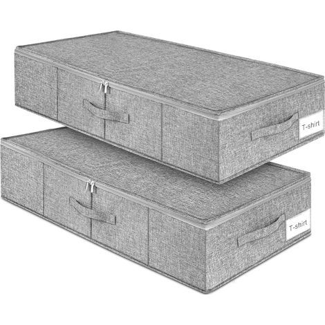 Under-bed storage box with lid, 50 litres, set of 2, grey, foldable fabric, 85 x 40 x 23 cm (1/5)