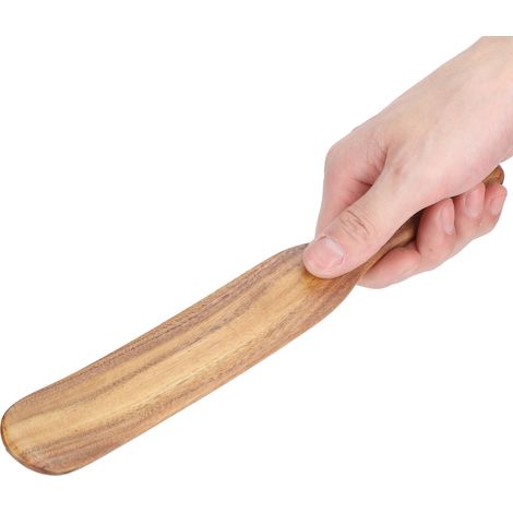 Spatule en Teck pour Cuisine, Pelle à Frire en Bois Alimentaire 26.5x3.5cm, Ustensile de Cuisine Durable