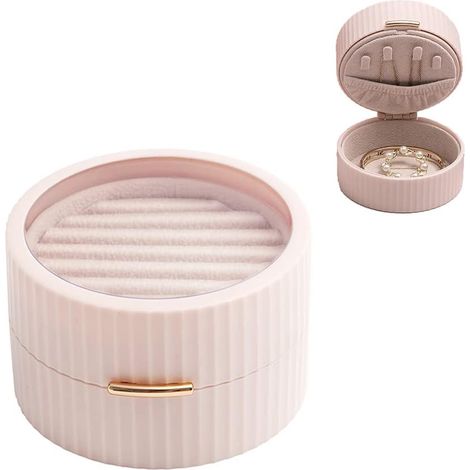Boîte à bijoux de voyage, petite boîte à bijoux portable, double couche, doublée de flanelle, avec fenêtre transparente