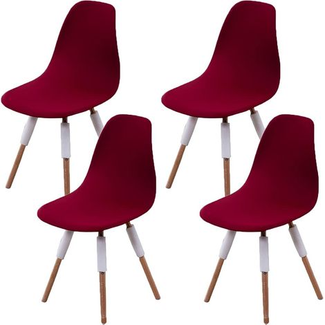 Housse de Chaise scandinave Extensible 4pcs Vin Rouge (1/5)