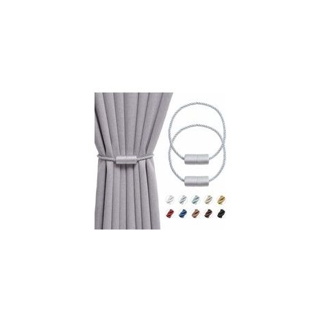 Lot de 2 embrasses magnétiques de rideaux de 40,6 cm faites à la main en corde latérale, pratiques et décoratives pour rideaux de fenêtre de maison et de bureau (gris)