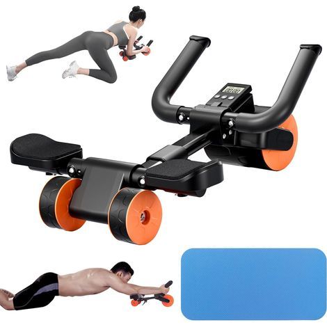 Roue Abdominale à Rebond Automatique Avec Tapis de Fitness【Conception à Trois Roues】Abdos Musculation Appareil Sport Maison, Roulette Abdominaux, gym Accessoires pour Hommes et Femmes (1/5)