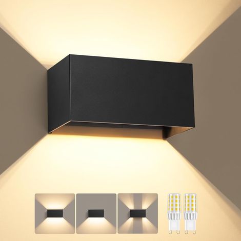 Applique Murale avec Ampoule LED G9 Remplaçable, Faisceau Lumineux Réglable, Applique LED 3000K pour Intérieur/Extérieur, Applique Murale D'extérieur en Aluminium, Étanche IP54 (1/5)