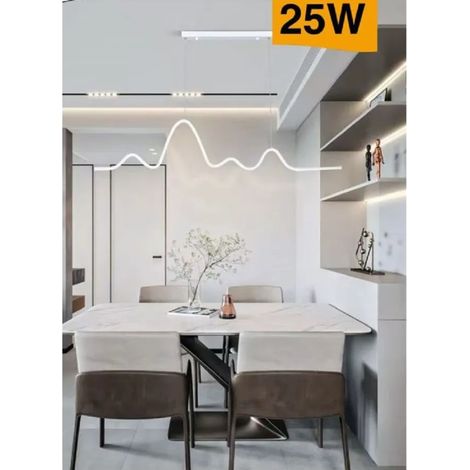 TrAdE Shop Traesio - Lampadario Sospensione Led Moderno Onda Sfalsata 25w Luce 6500k 3000k 4000k B73b - -Bianco Freddo -
