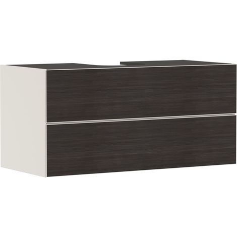 Meuble sous-vasque Xevolos E 1180x555x550mm, couleur beige, finition en bois foncé (1/3)