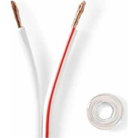 – Câble électrique bipolaire 2 fils 0,5mm² blanc rouge – Isolation PVC – Tension 50V – Courant 2x8A – Longueur 2 mètres (1/2)