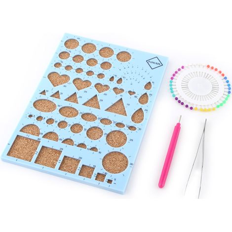 Kit de Quilling Outils avec Pince, Épingle et Modèle en Carton pour Artisanat Papier DIY (Bleu) (1/5)
