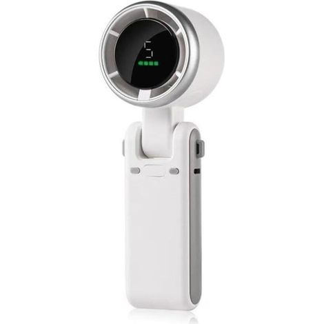 Mini ventilateur portable sans marque modèle compact design élégant couleur blanc idéal pour bureau poche ou tour de cou (1/4)