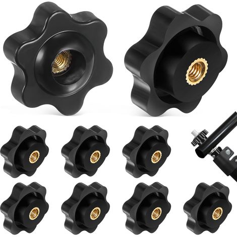 Bouton de Serrage à Filetage Moleté 9pcs Étoile Tête Écrous De Serrage Bouton M6 Antidérapant Ecrou Étoile 25mm Isolation Bonne Ténacité pour Mécaniques Industrie Mobilier Équipements