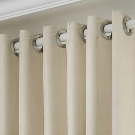 Cortina opaca insonorizada perforada de una sola pieza GABRIELLE con ojal para barra telescópica (beige) - 150 x 200 cm