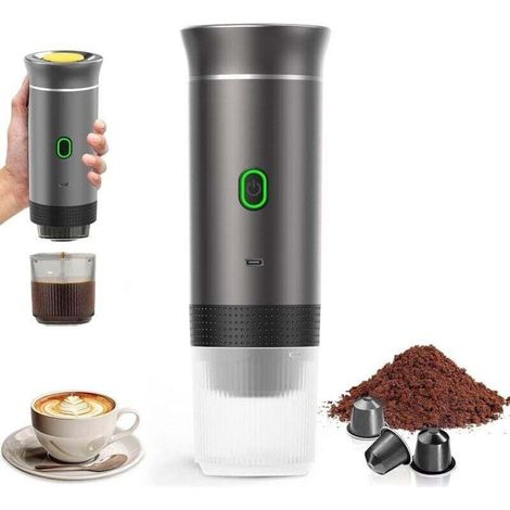 - Machine à Café Portable de Voyage,Chauffage Rapide 3 En 1 Cafetiere Portable 12V, Auto-Chauffage de 4 à 6 Minutes, Grandes Capsules, Café Moulu, Pour Le Camping, Bureau, Maison, Voiture,Cendre (1/4)